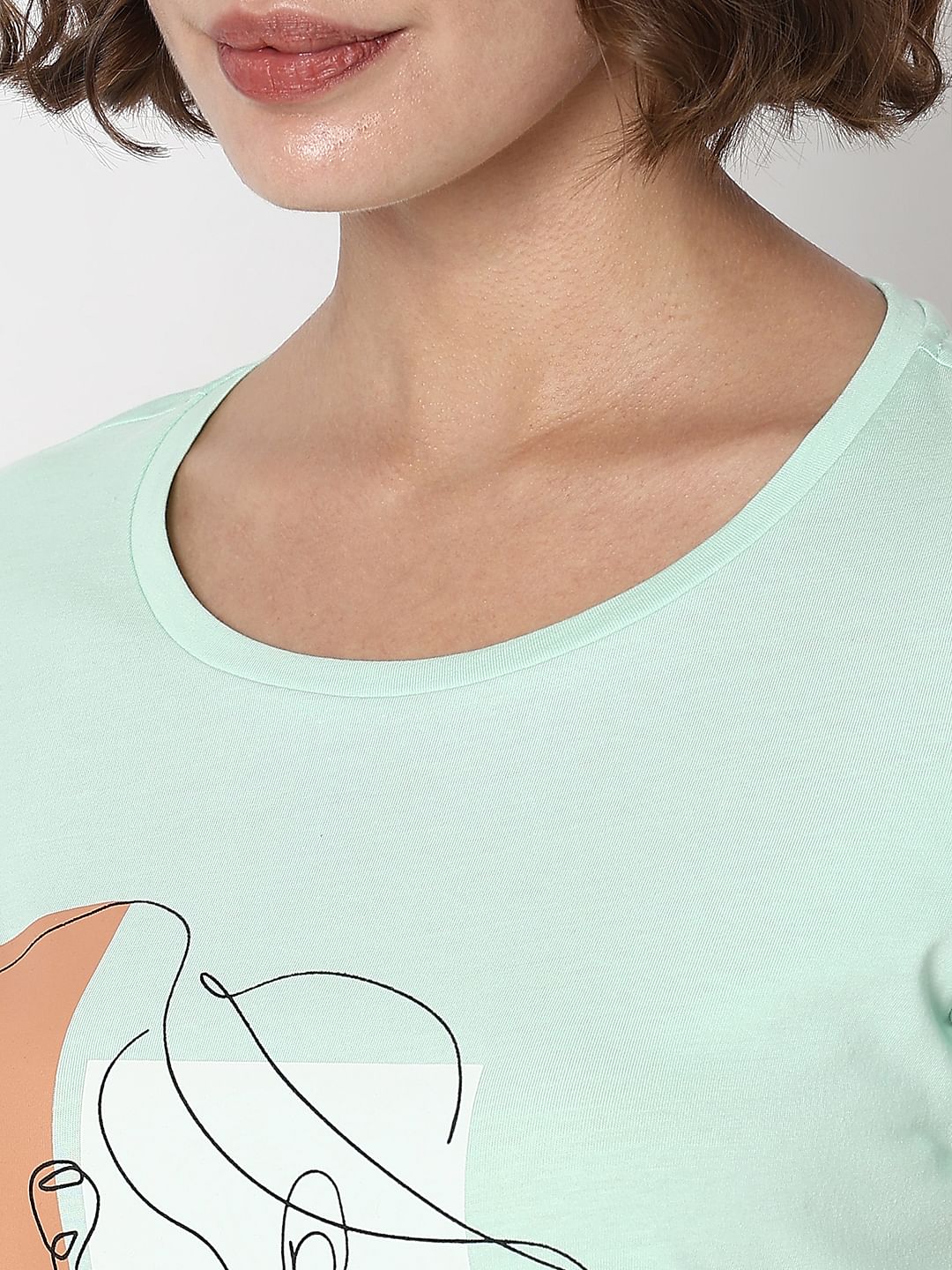 Mint Green Graphic Print T-Shirt - Image 8