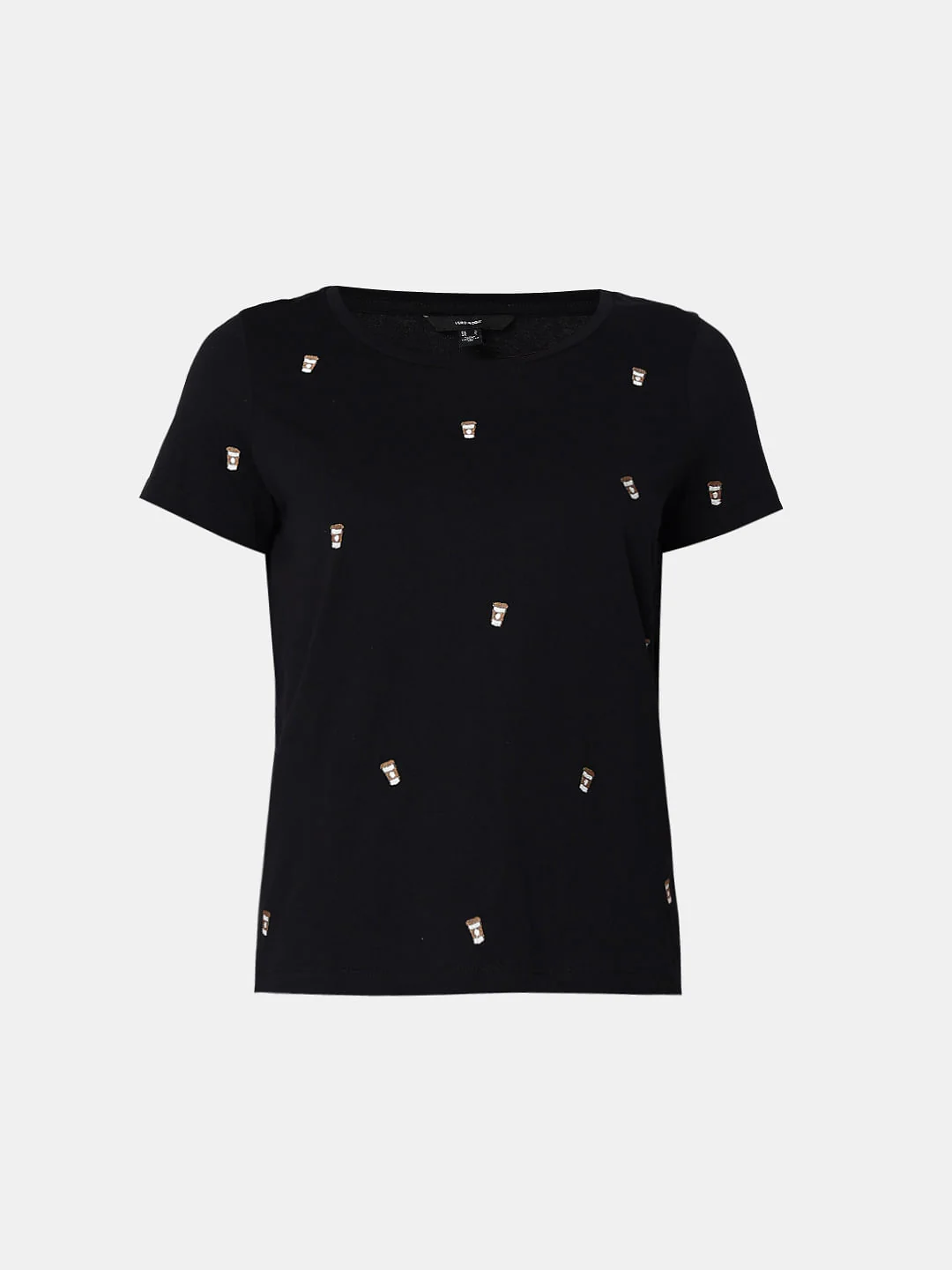 Black Coffee Embroidered T-Shirt - Image 7