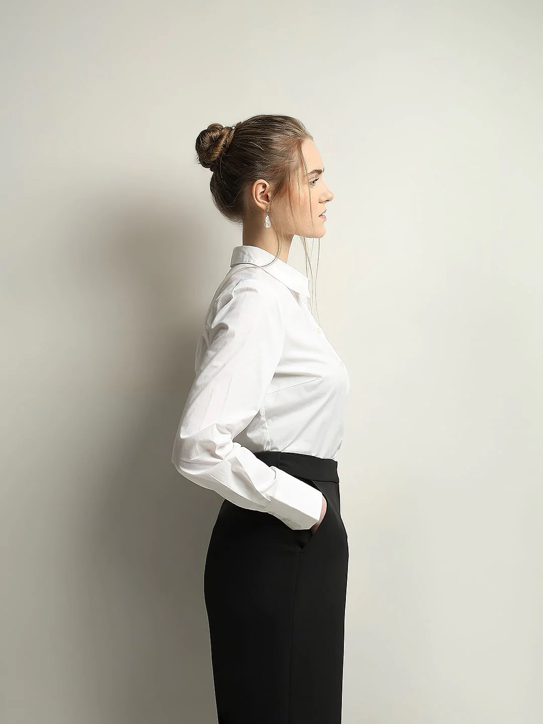 White Fitted Full Sleeves Shirt