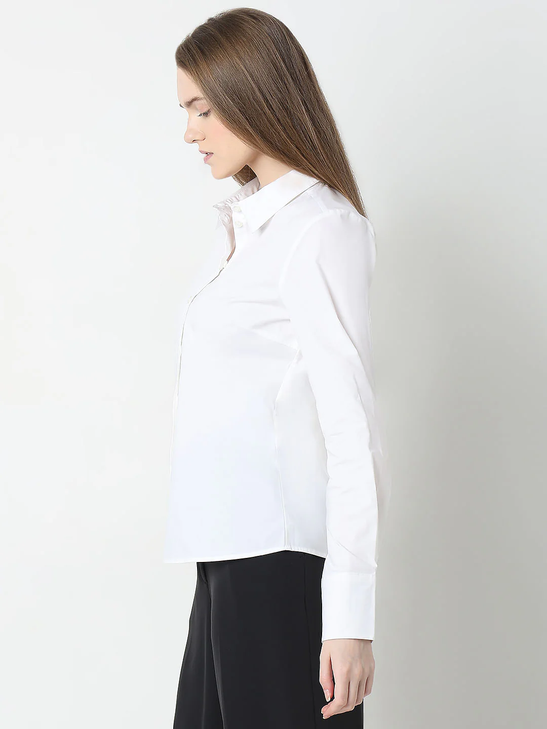 White Fitted Full Sleeves Shirt - Image 3