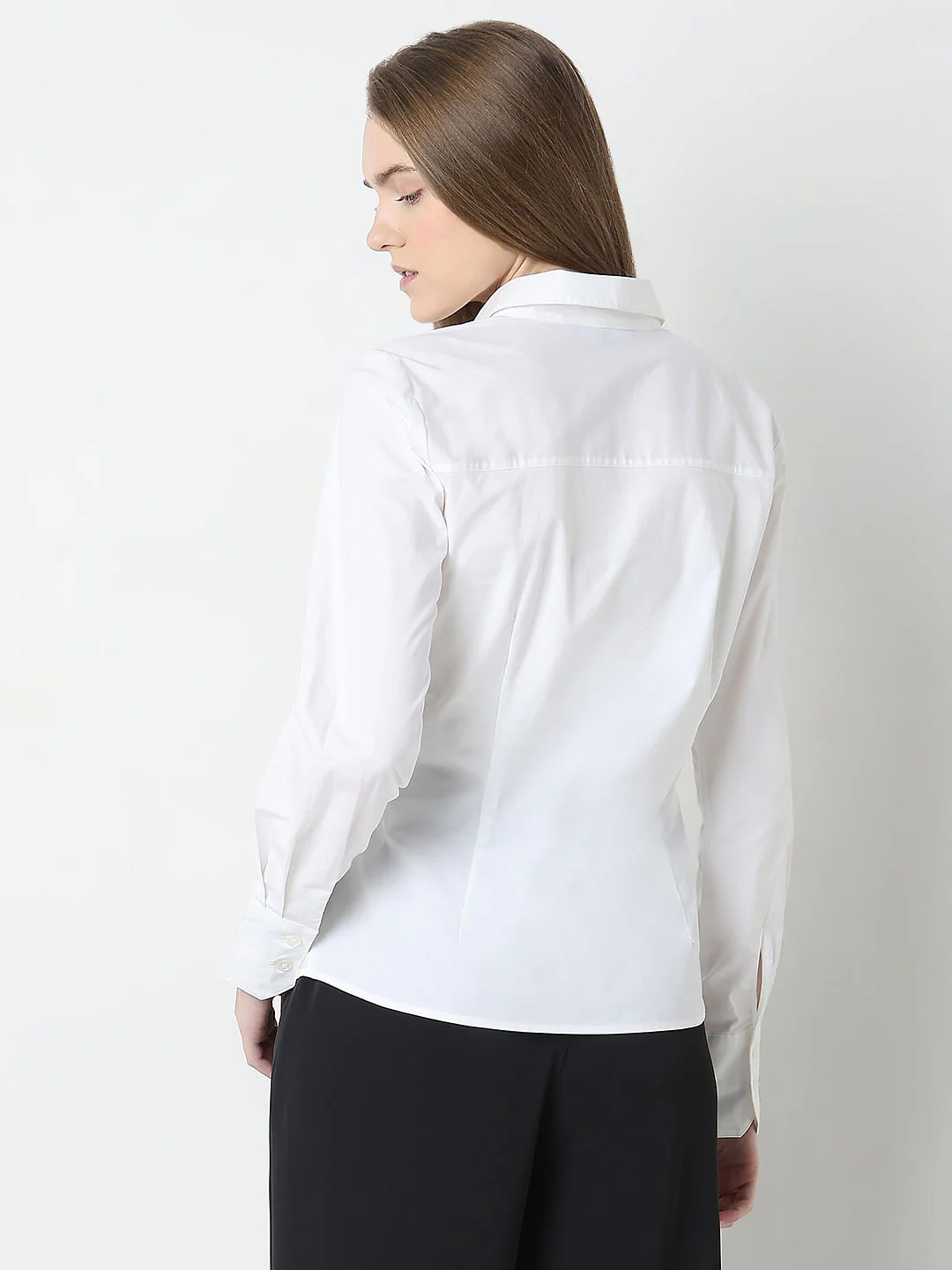 White Fitted Full Sleeves Shirt - Image 4