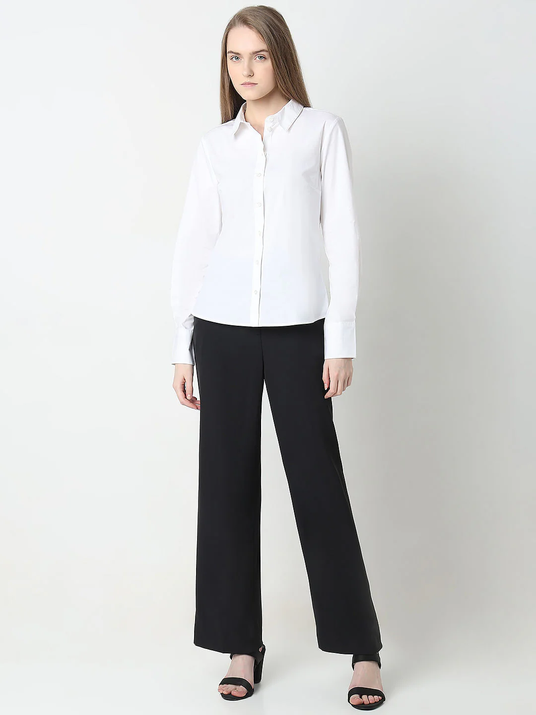 White Fitted Full Sleeves Shirt - Image 5