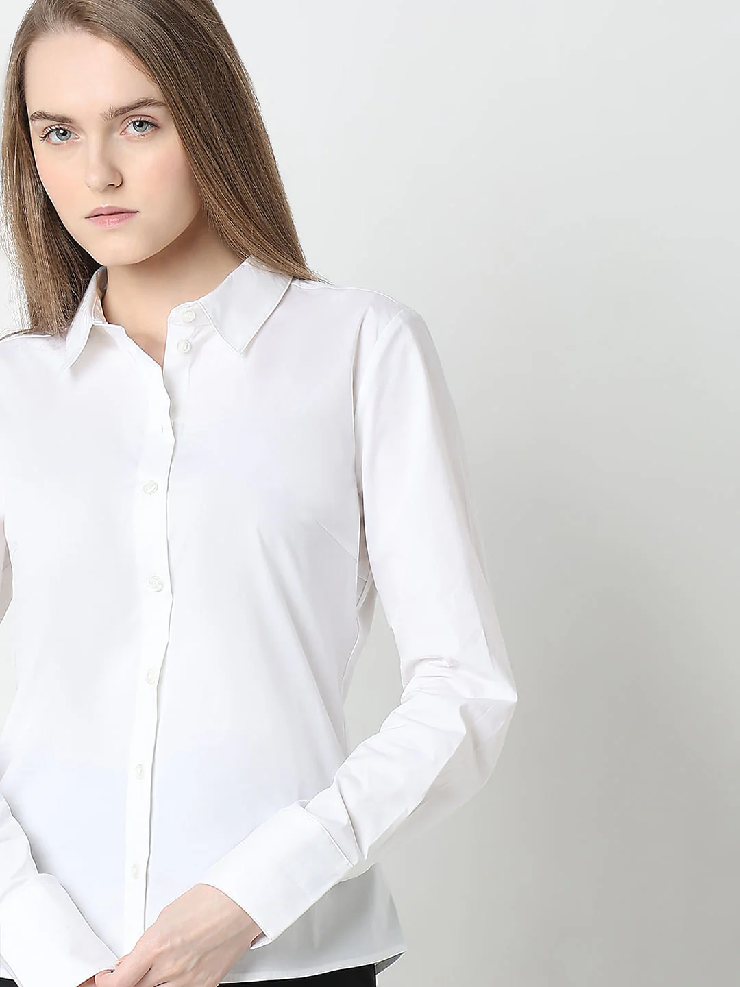 White Fitted Full Sleeves Shirt - Image 6