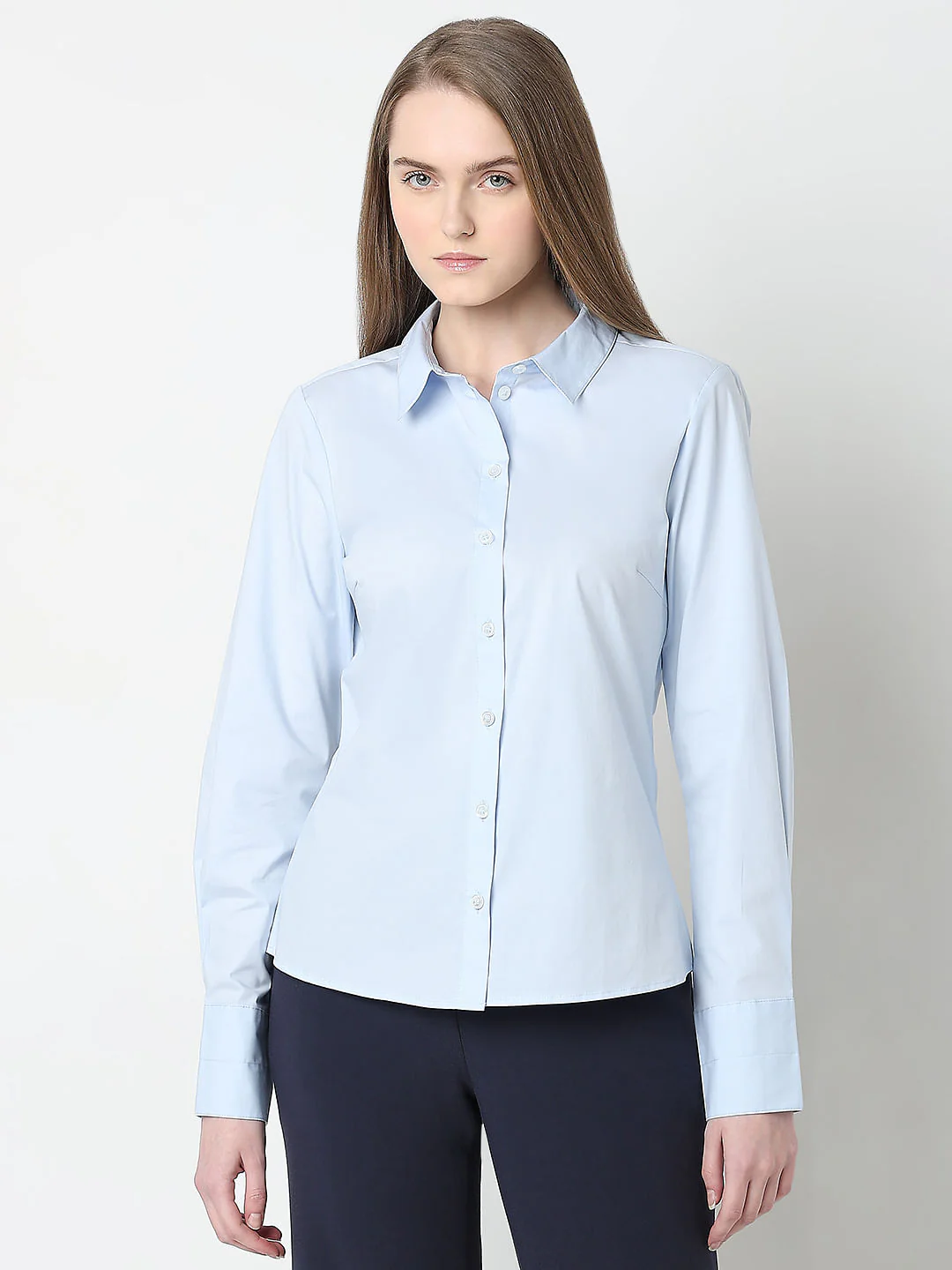 Light Blue Fitted Full Sleeves Shirt - Image 2