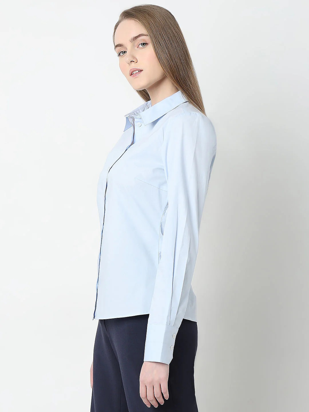Light Blue Fitted Full Sleeves Shirt - Image 3