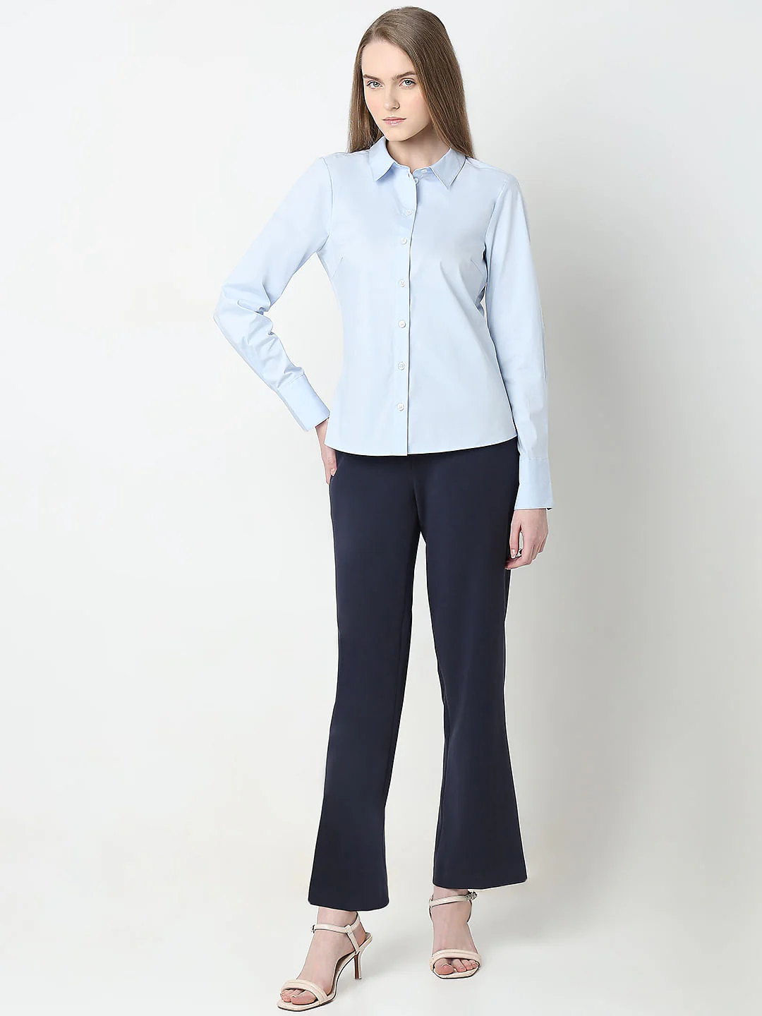 Light Blue Fitted Full Sleeves Shirt - Image 5
