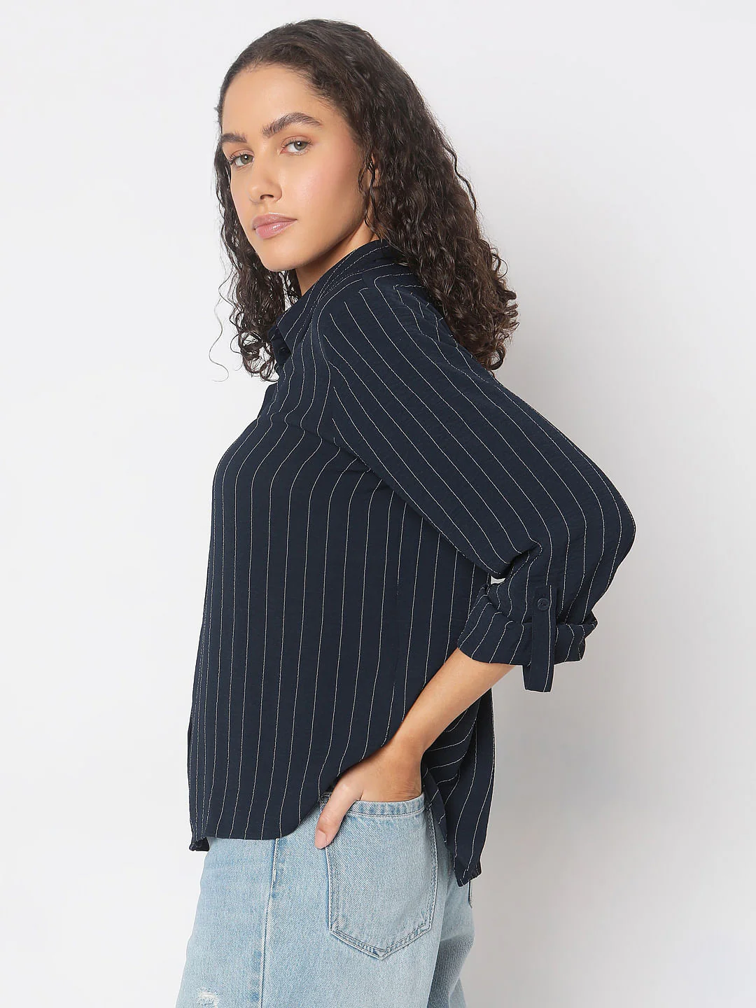Navy Blue Striped Shirt - Image 3