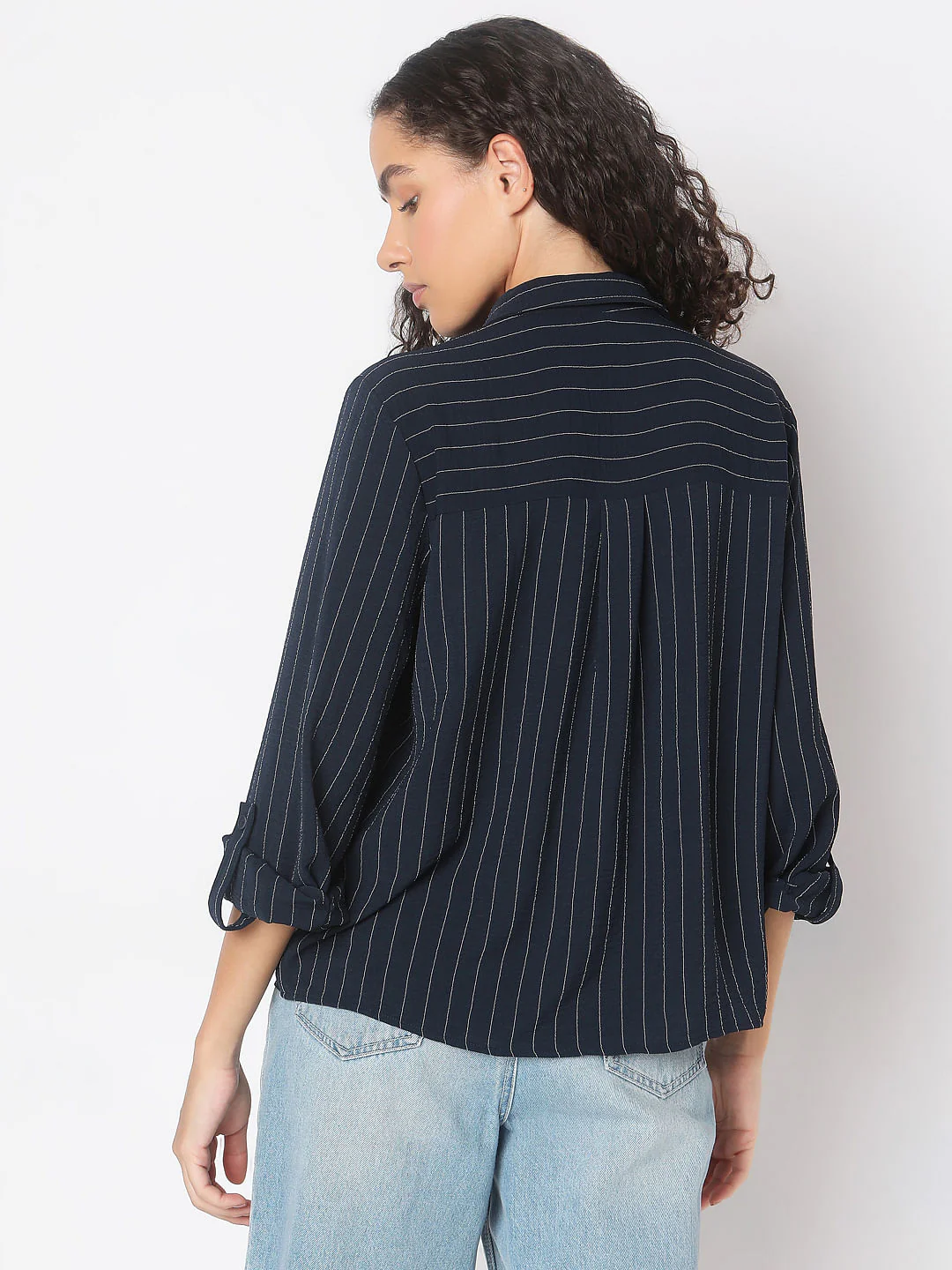 Navy Blue Striped Shirt - Image 4