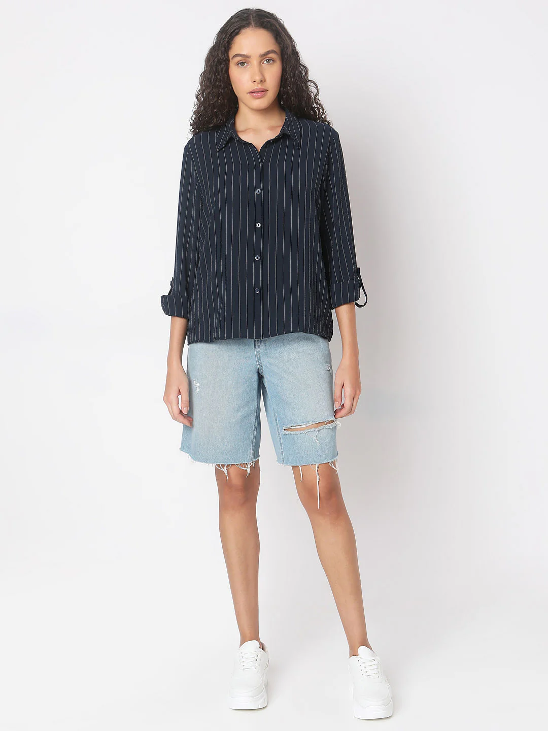 Navy Blue Striped Shirt - Image 5