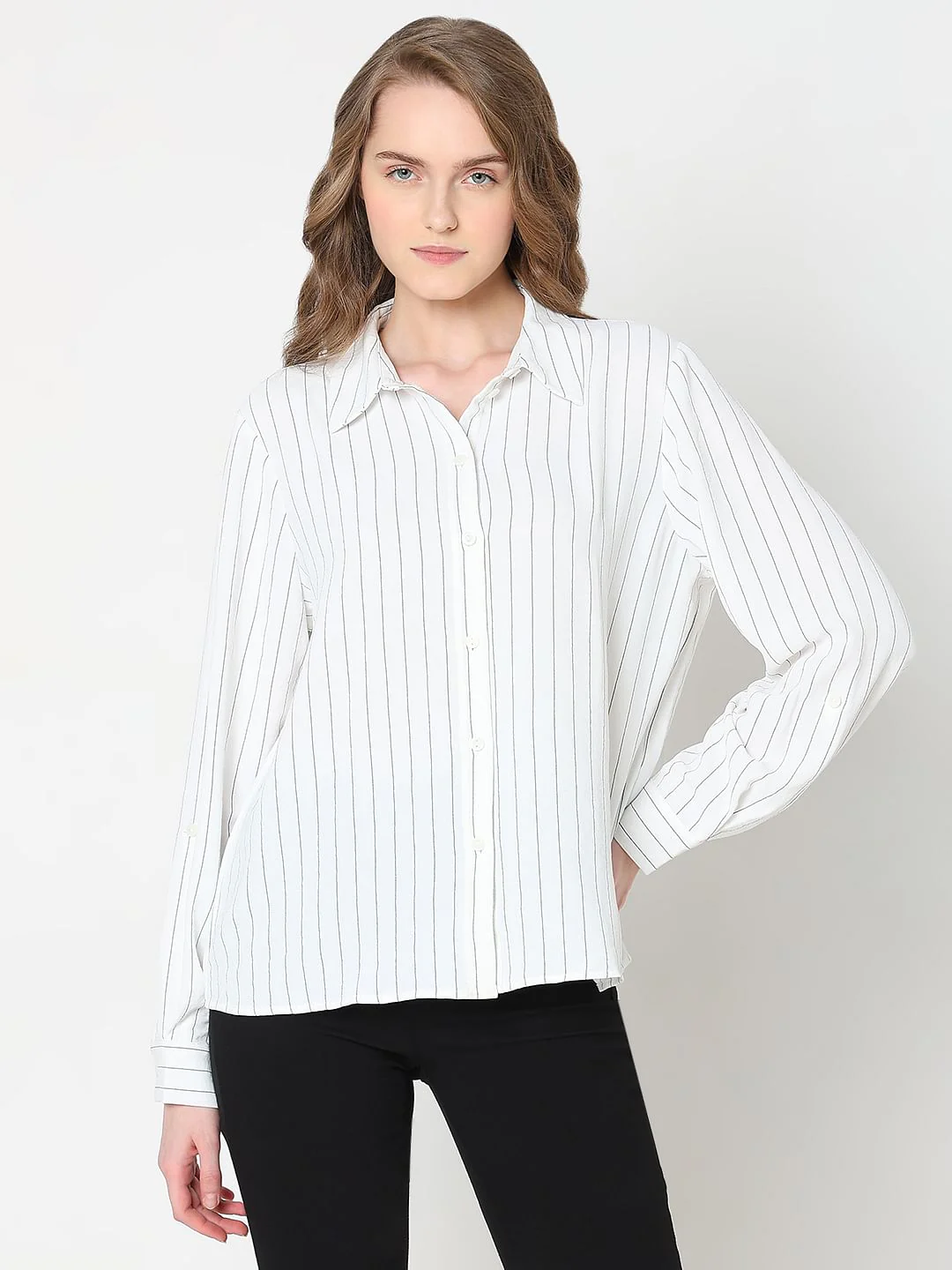 White Striped Formal Shirt - Image 2