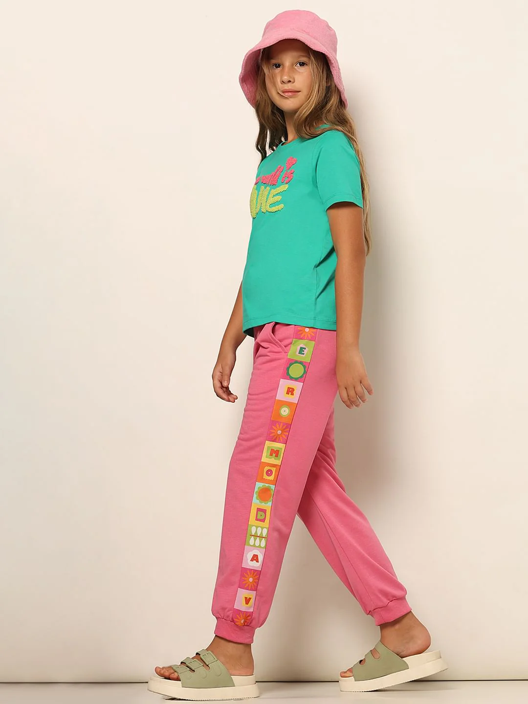 Pink Printed Side Joggers