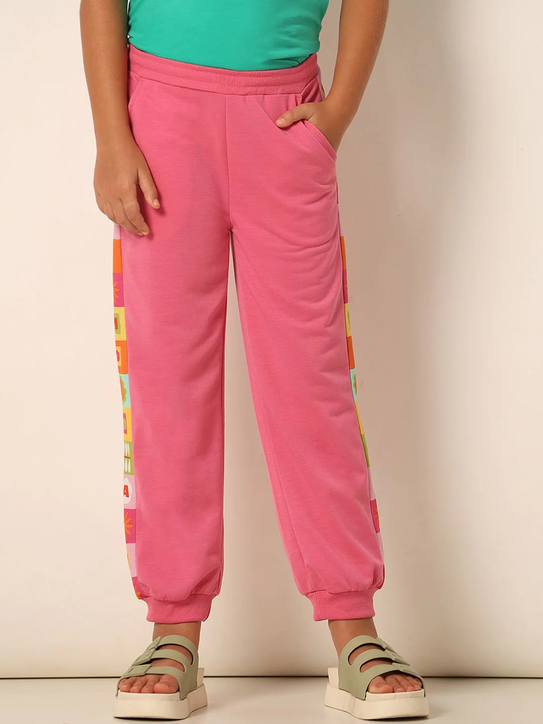 Pink Printed Side Joggers - Image 2