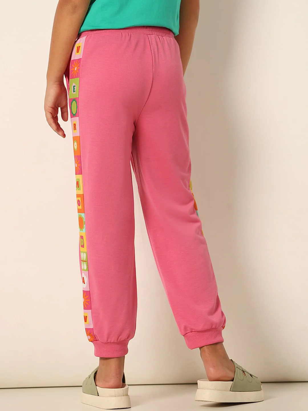 Pink Printed Side Joggers - Image 3