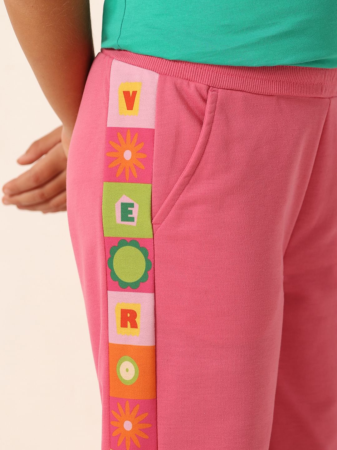 Pink Printed Side Joggers - Image 4