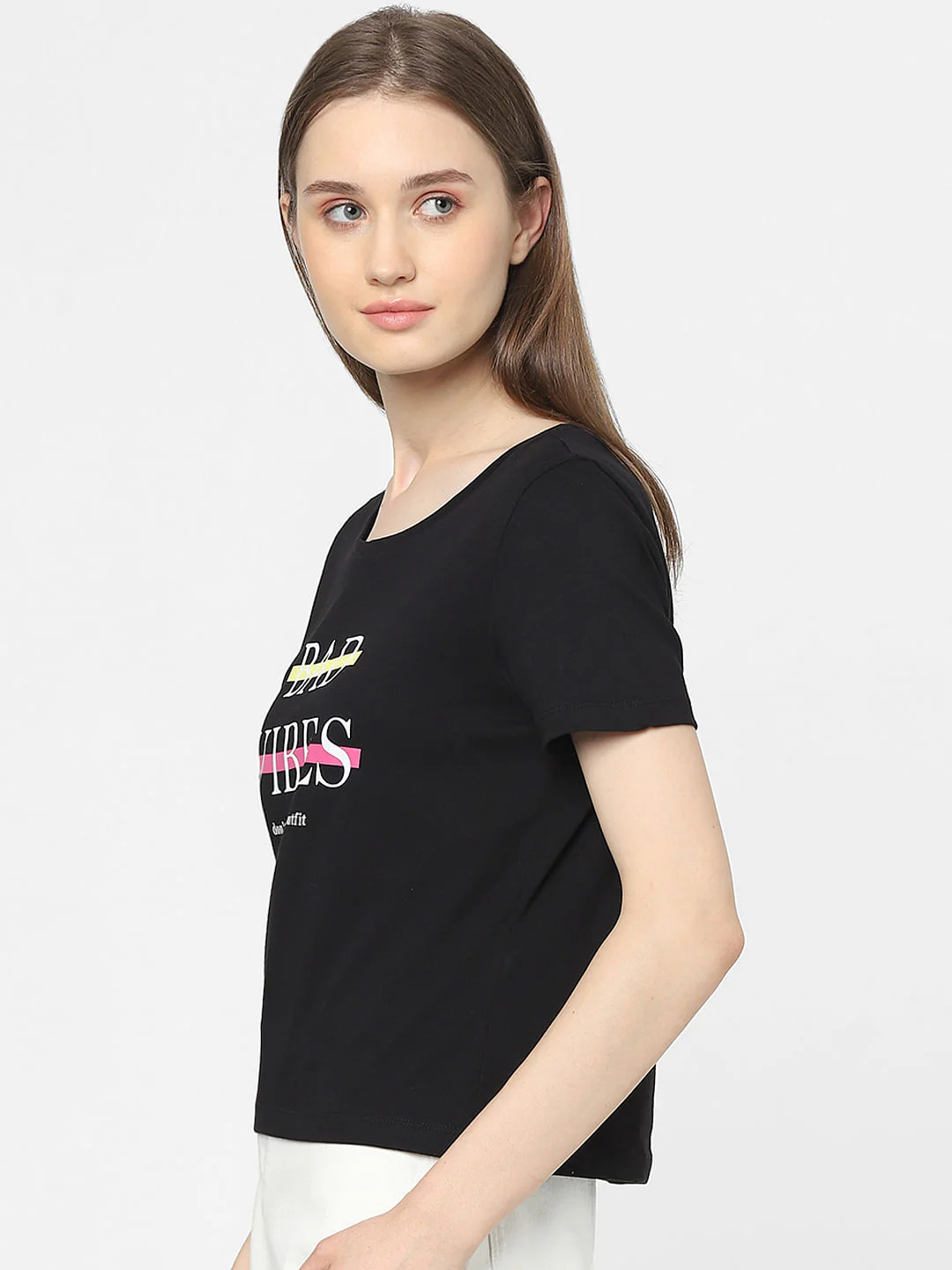 Black Slogan Print T-Shirt - Image 2