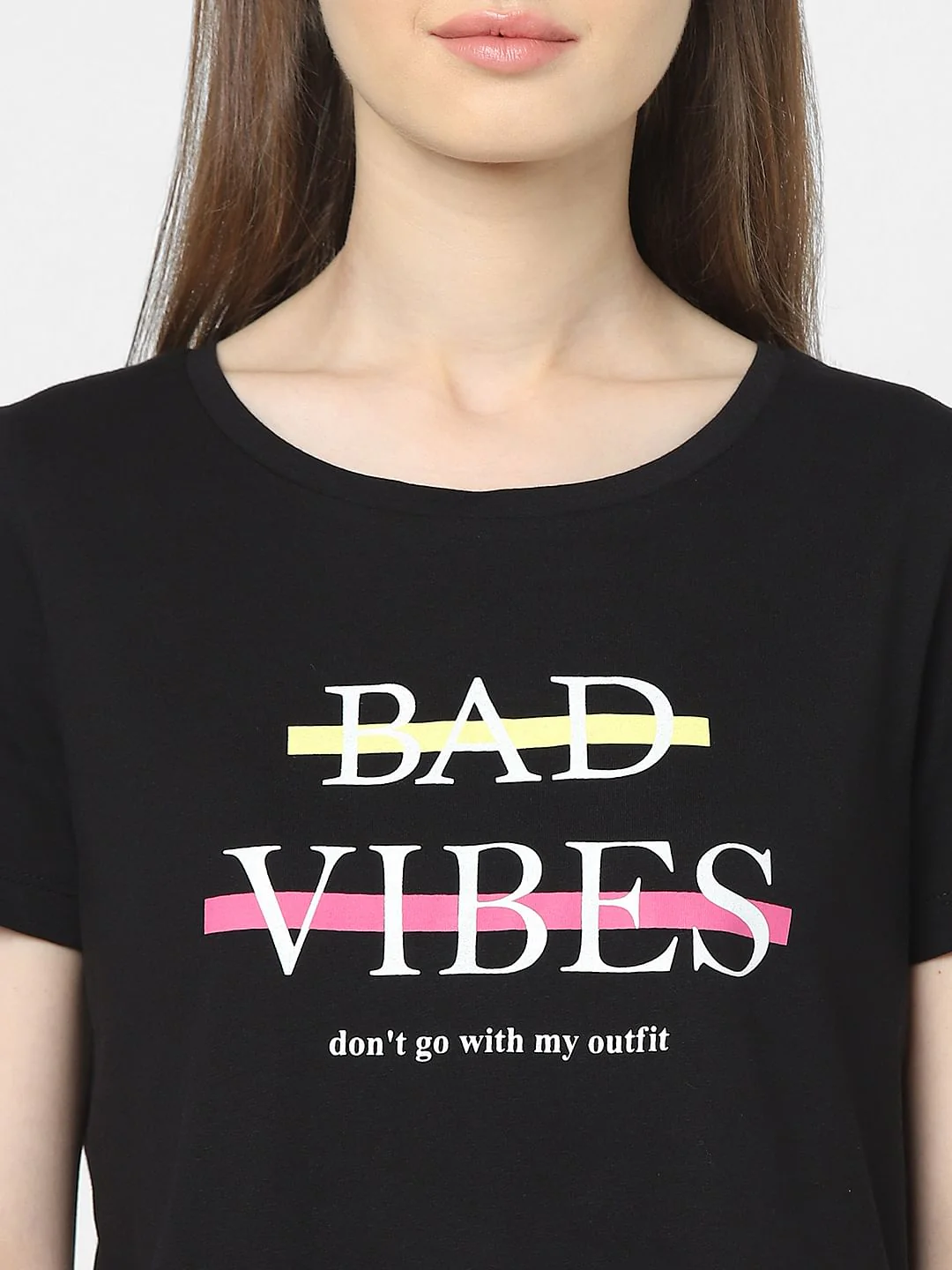 Black Slogan Print T-Shirt - Image 5
