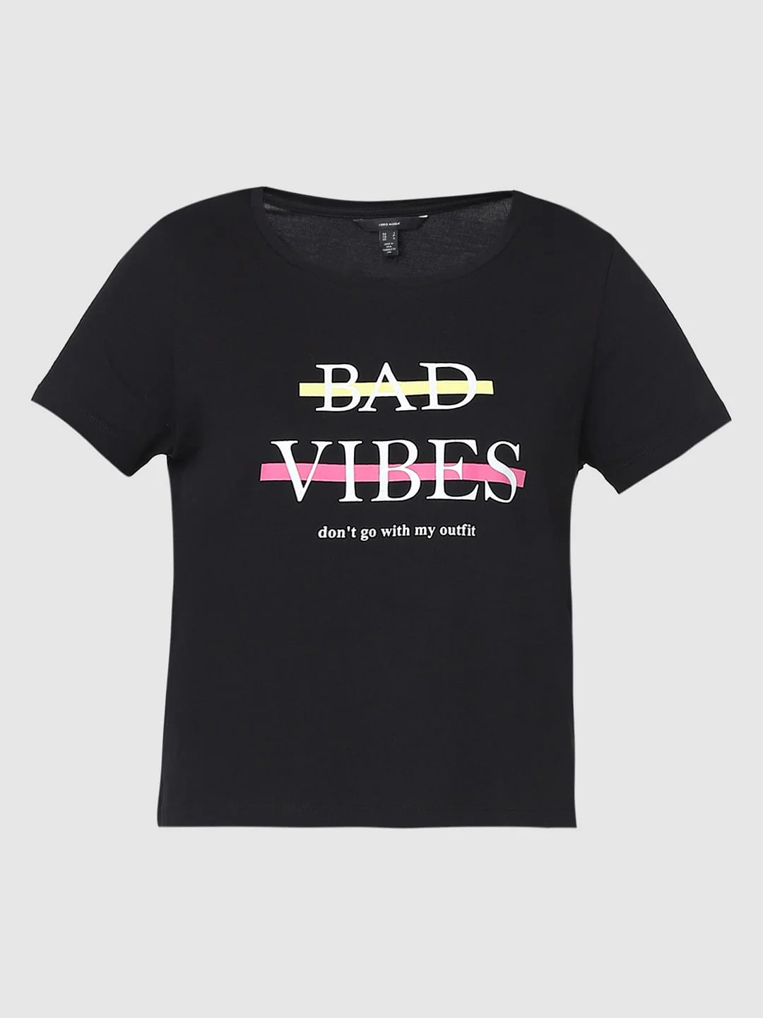 Black Slogan Print T-Shirt - Image 6