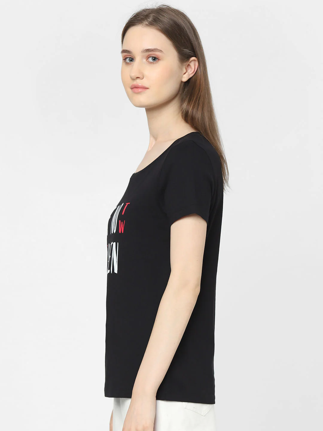 Black Slogan Print T-Shirt - Image 2