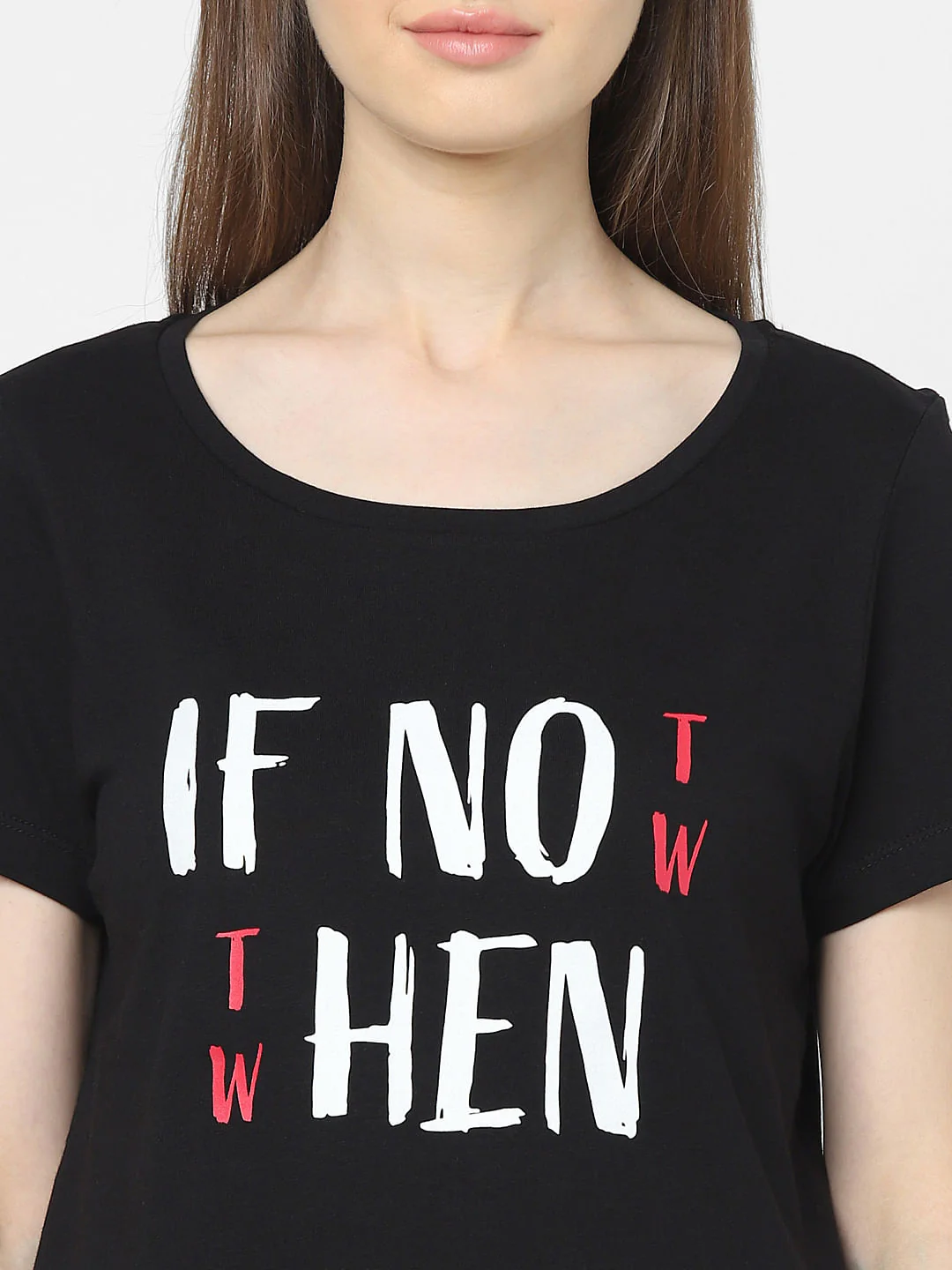 Black Slogan Print T-Shirt - Image 5