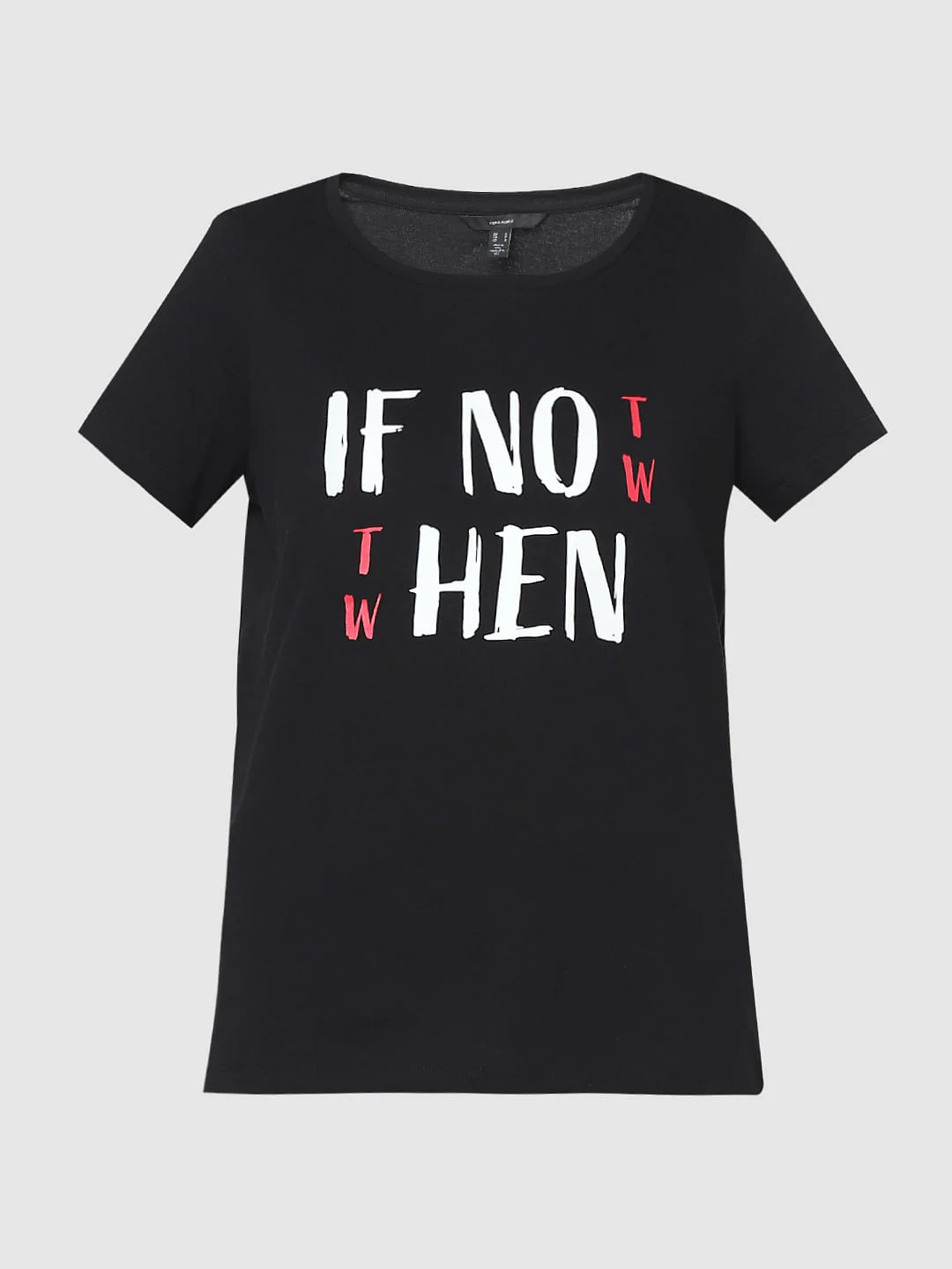 Black Slogan Print T-Shirt - Image 6