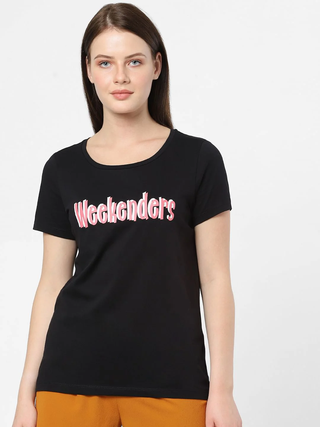 Black Typographic Print T-Shirt