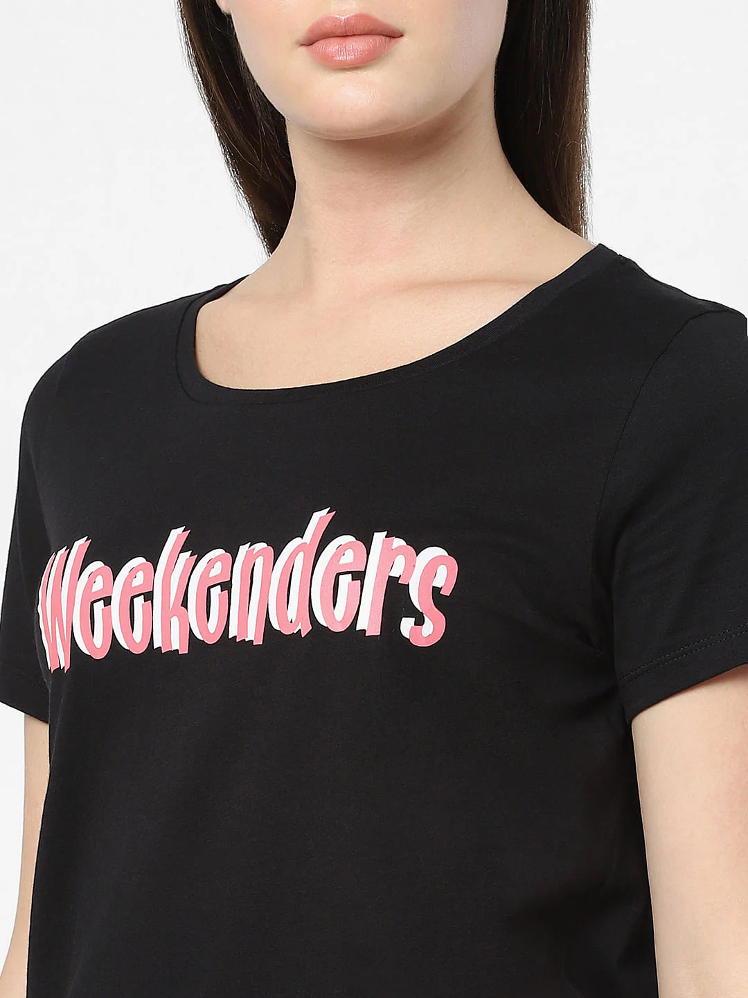 Black Typographic Print T-Shirt - Image 4