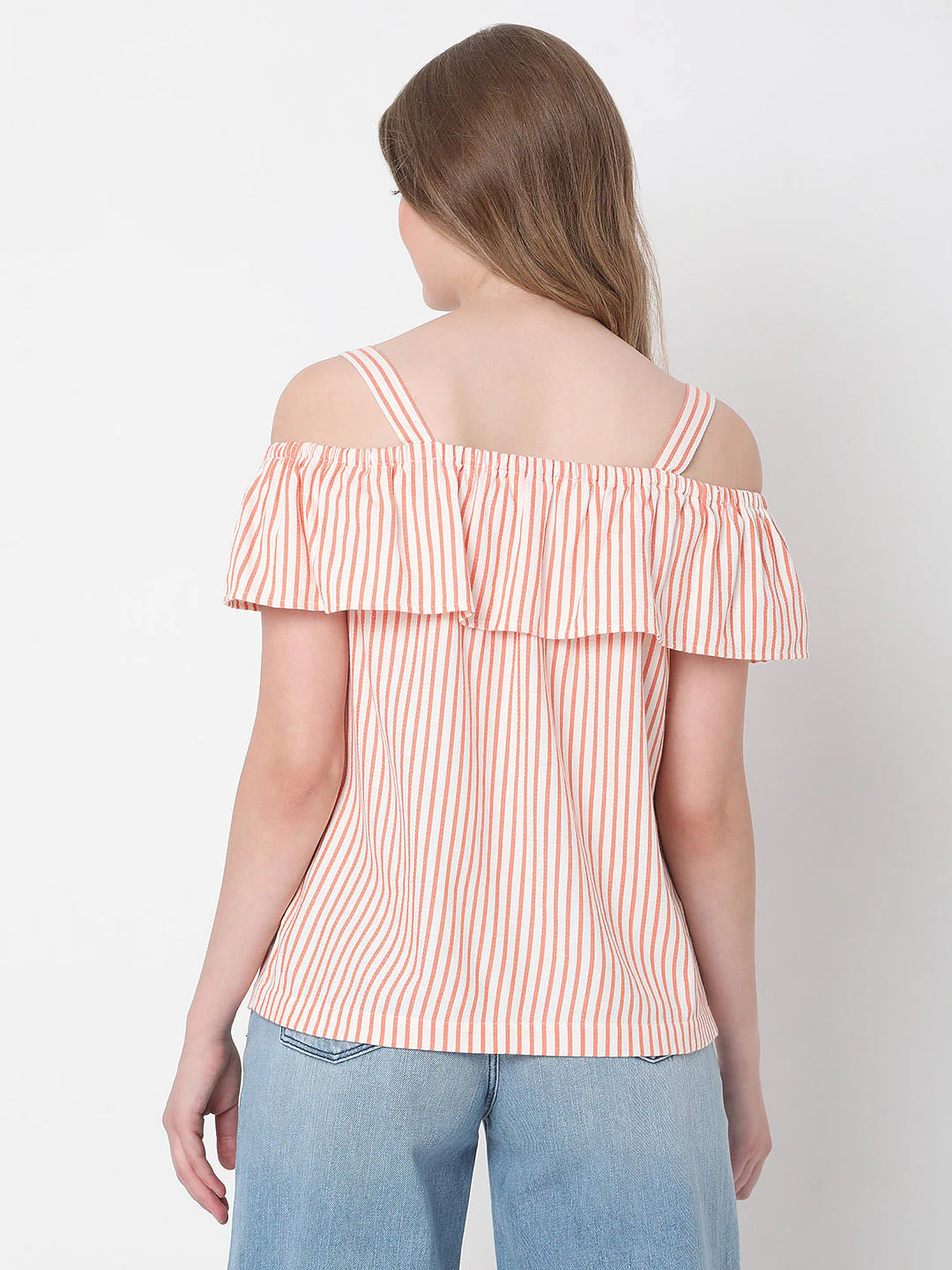 White Striped Off-Shoulder Co-Ord Set Top - Image 4