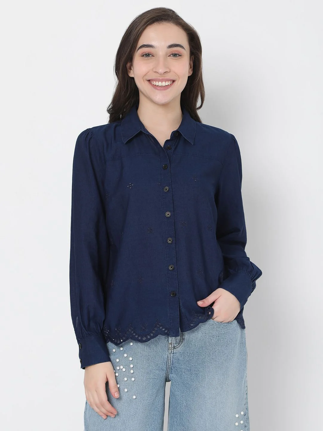 Blue Schiffli Shirt - Image 2