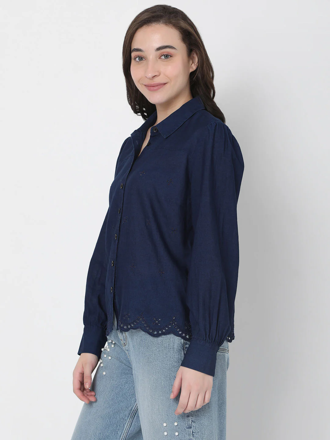 Blue Schiffli Shirt - Image 3