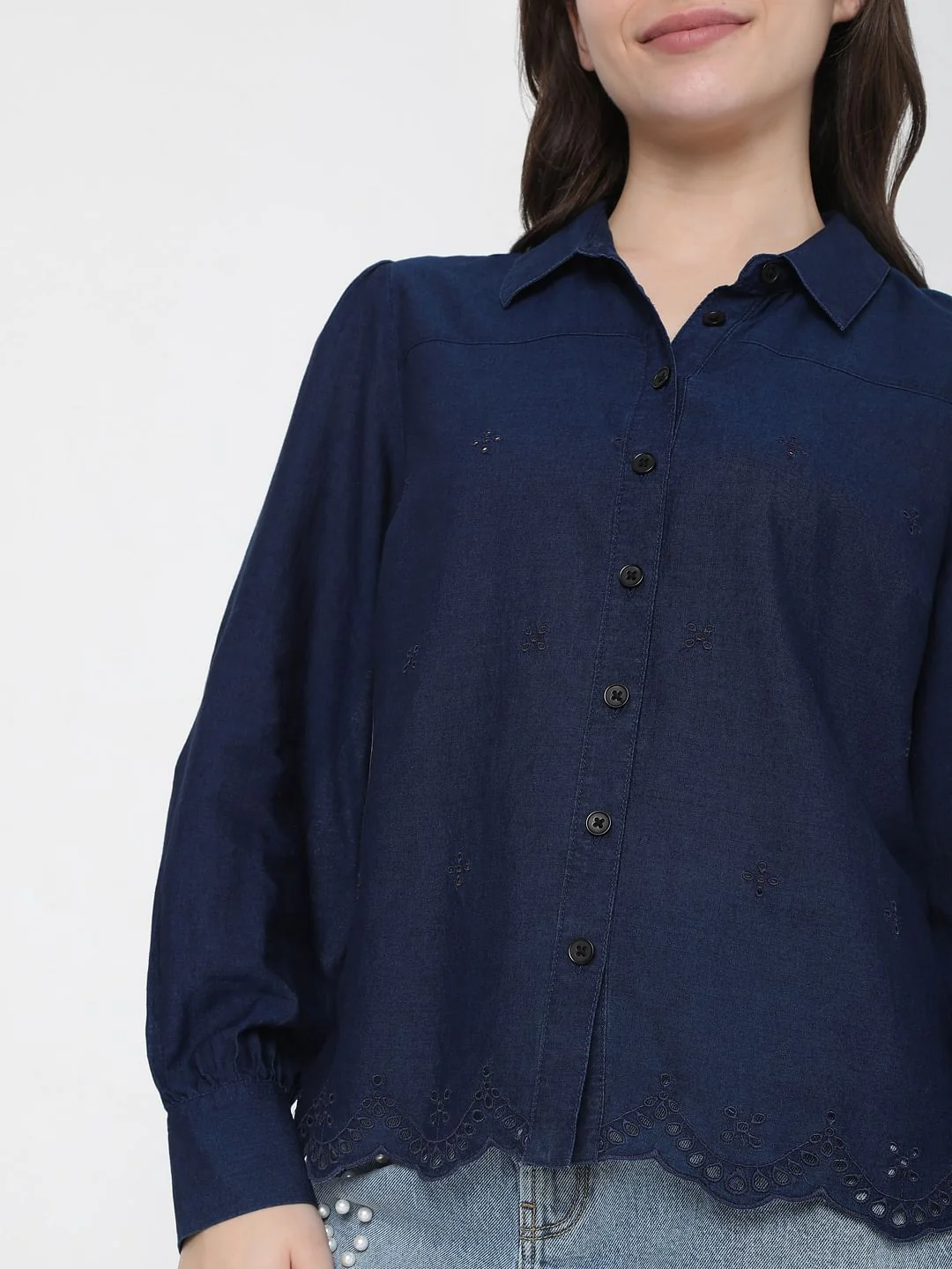 Blue Schiffli Shirt - Image 6