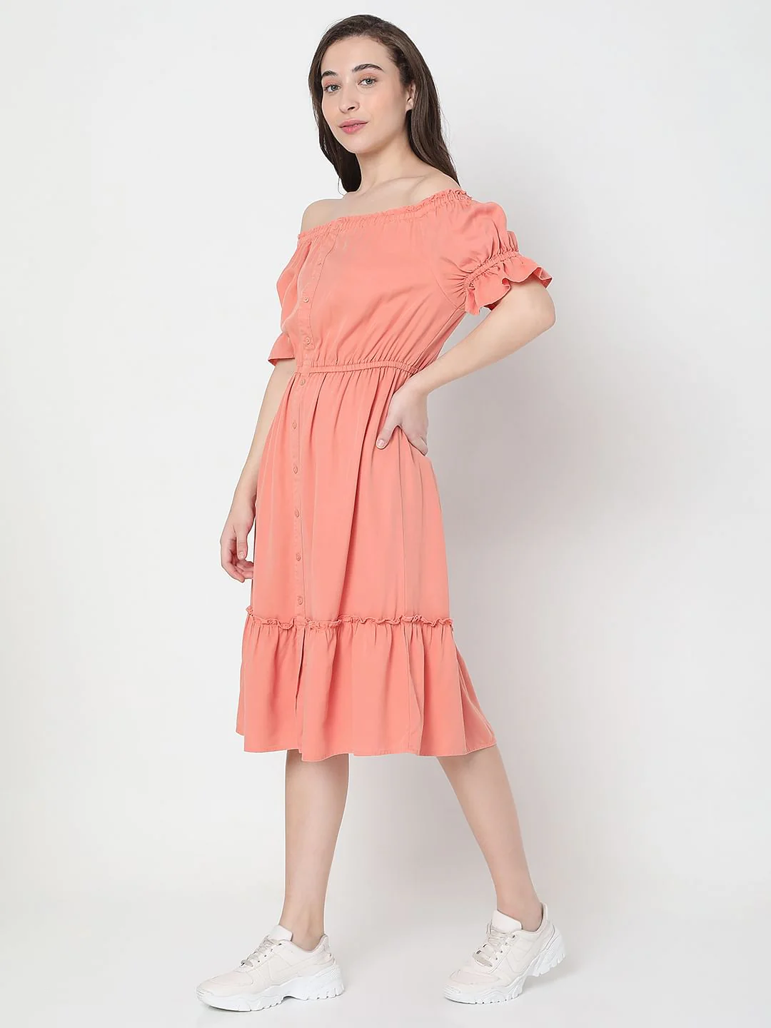 Peace Overdyed Off-Shoulder Dress - Image 3