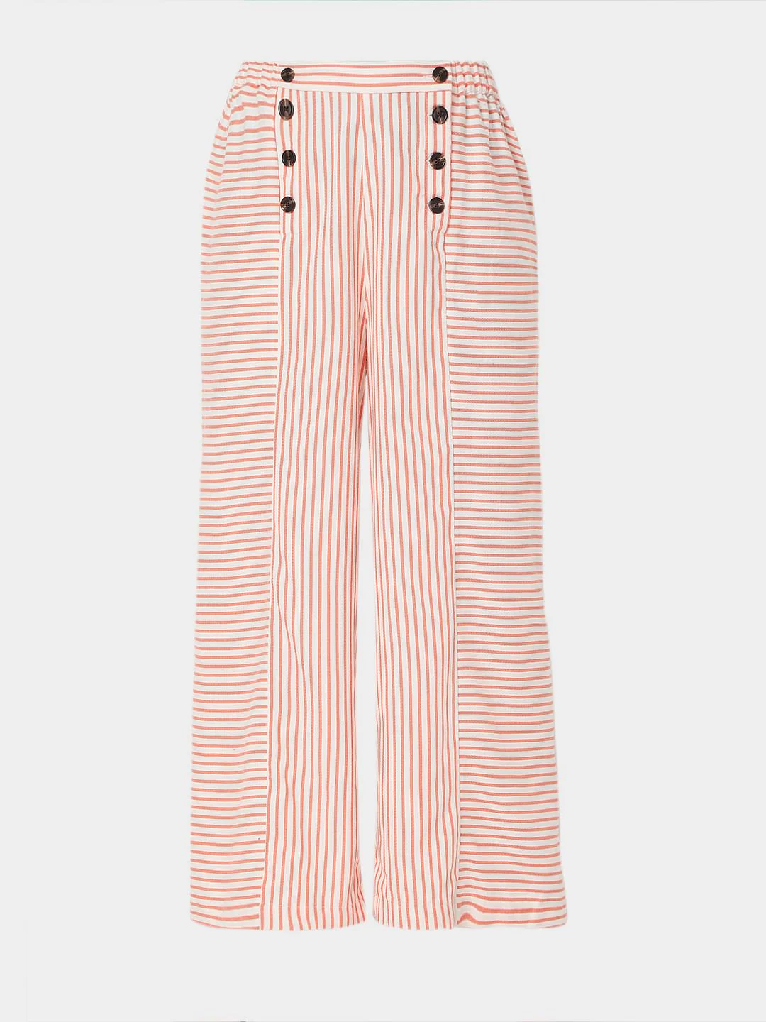White Mid Rise Striped Co-Ord Set Pants - Image 7