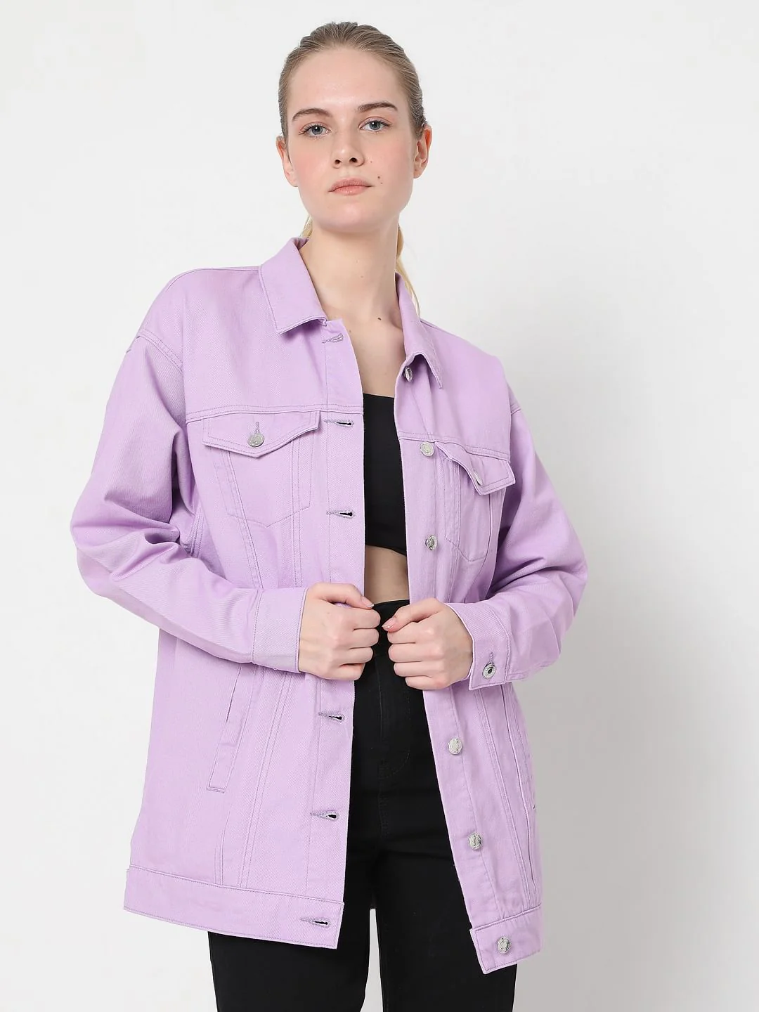 Lilac Oversized Denim Jacket - Image 2