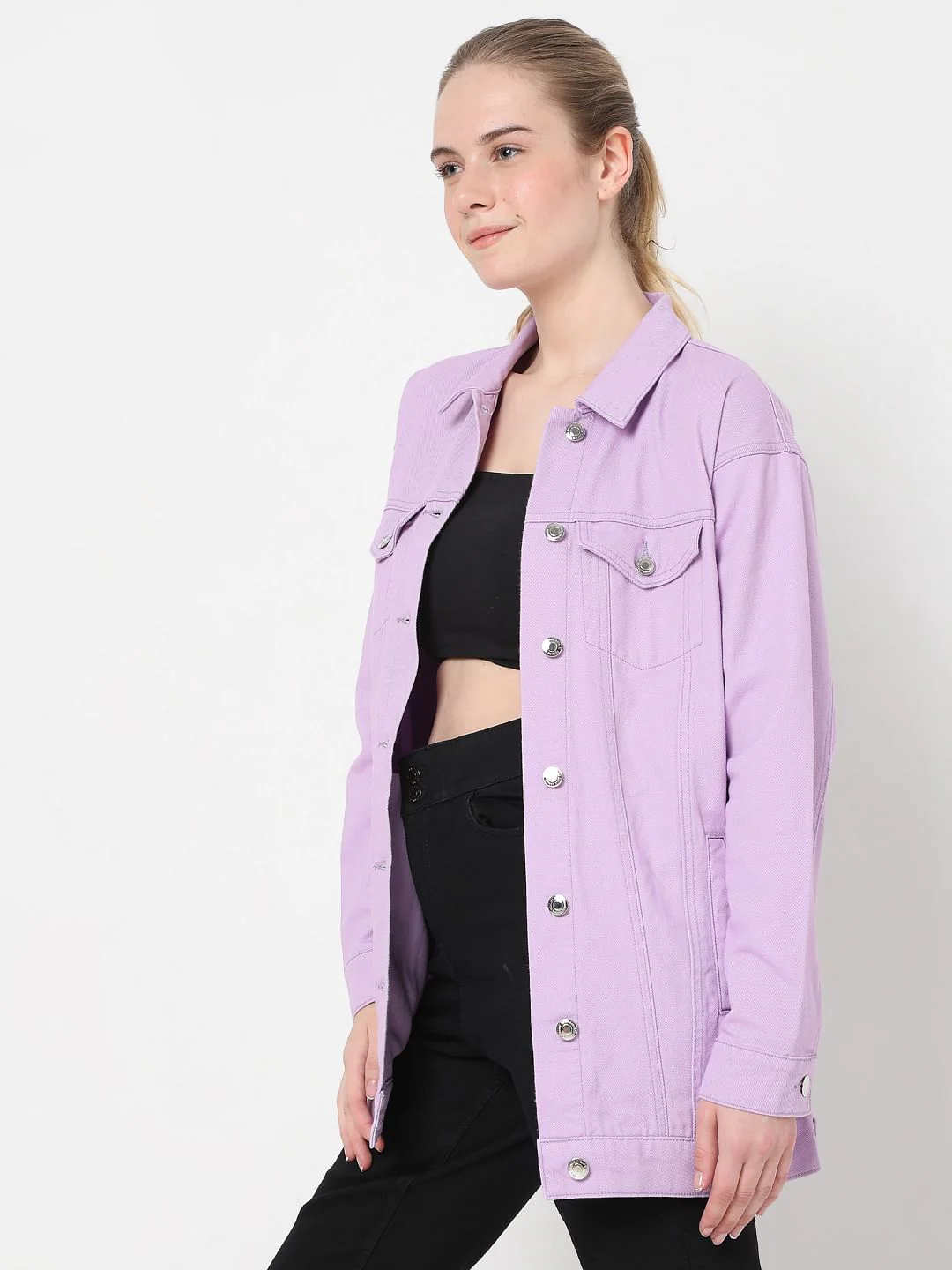 Lilac Oversized Denim Jacket - Image 3