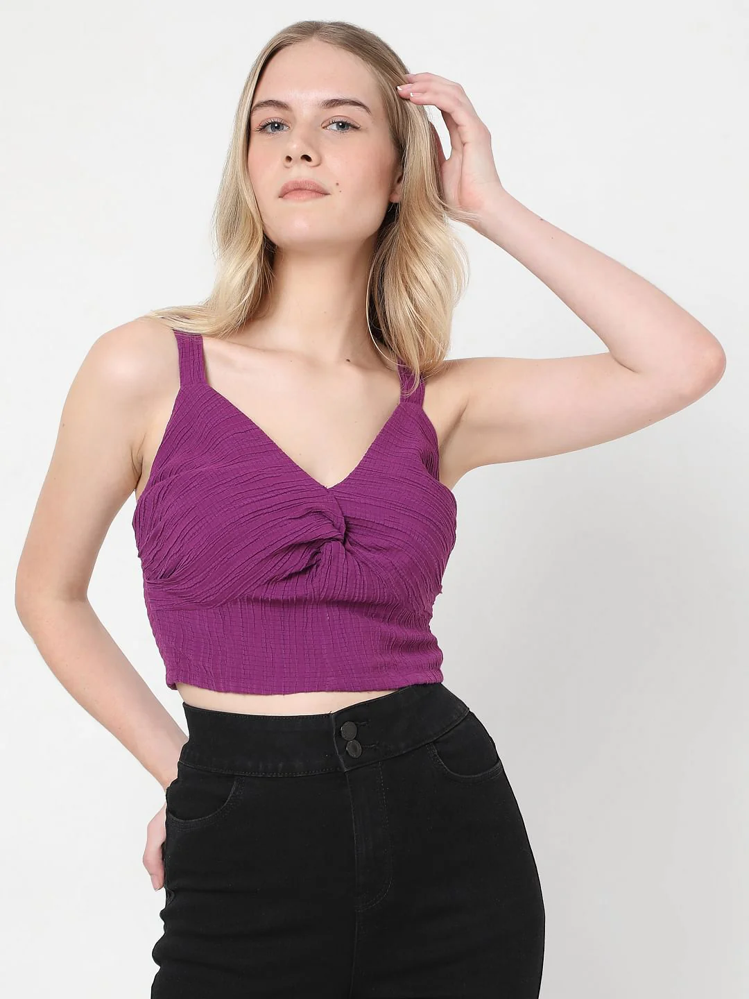Purple Textured Crop Top - Image 2