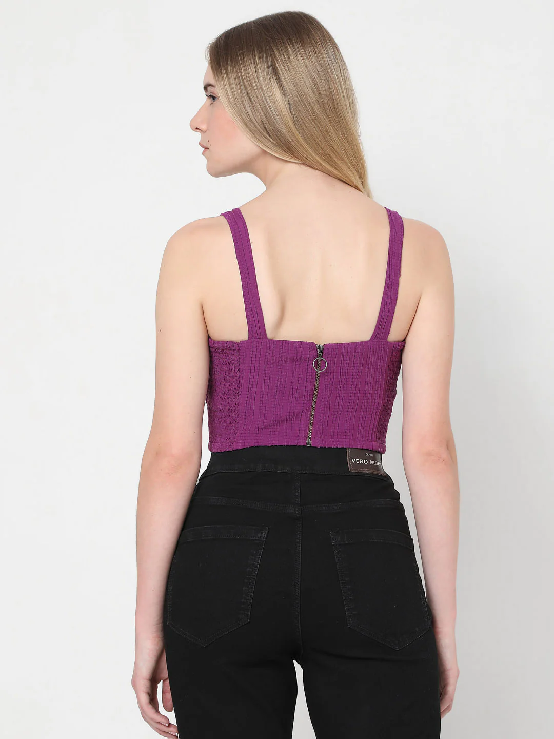 Purple Textured Crop Top - Image 4