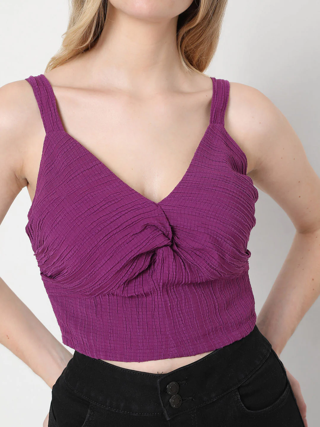 Purple Textured Crop Top - Image 6