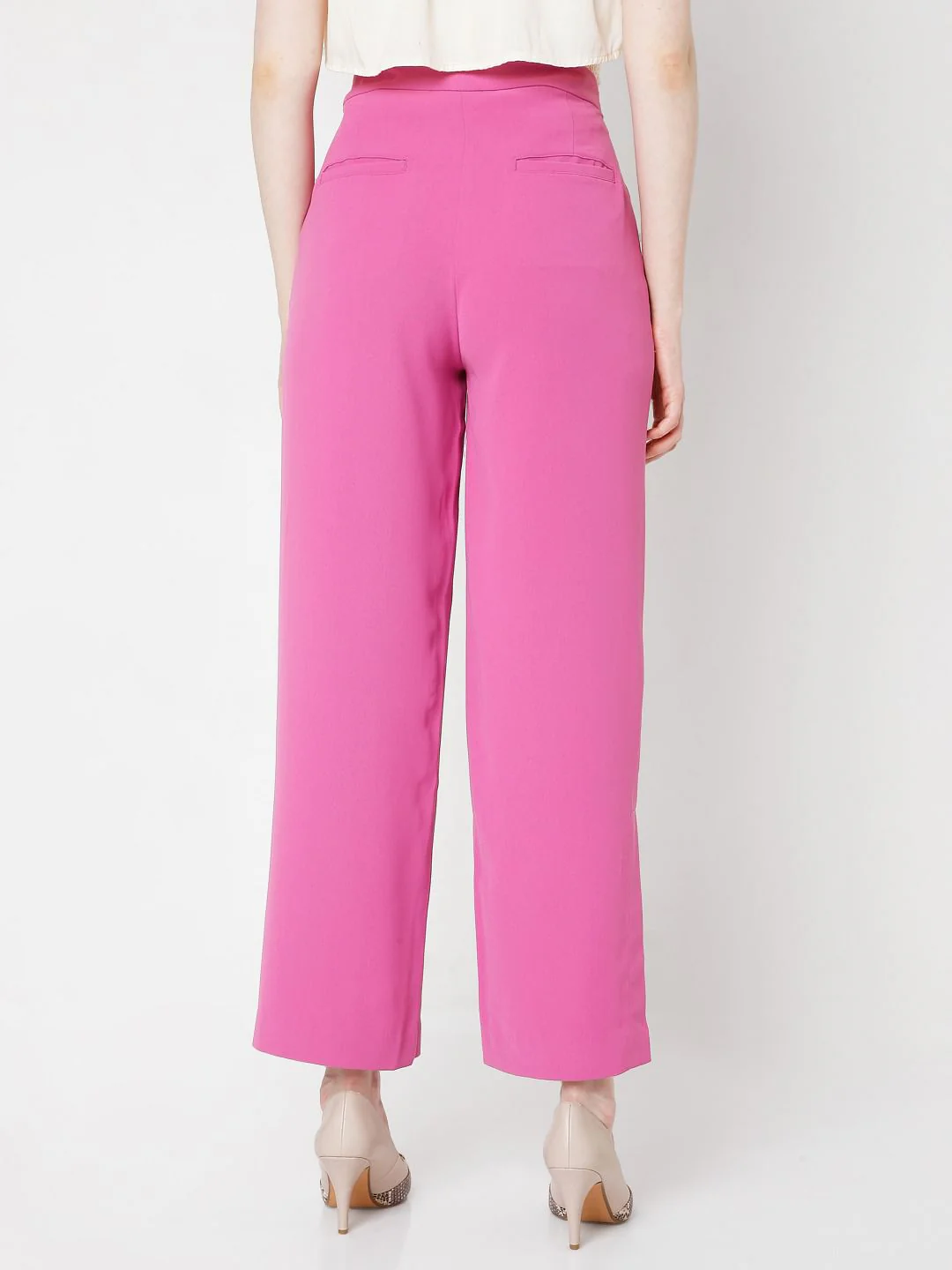 Pink High Rise Wide Leg Co-Ord Set Pants - Image 4