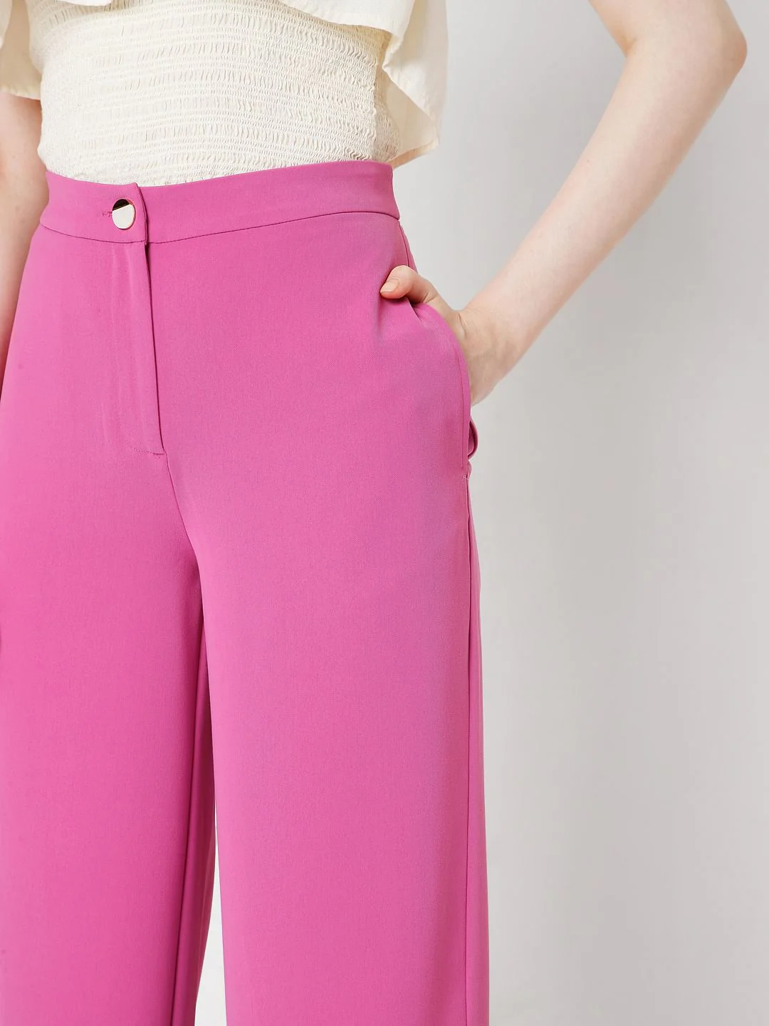 Pink High Rise Wide Leg Co-Ord Set Pants - Image 5