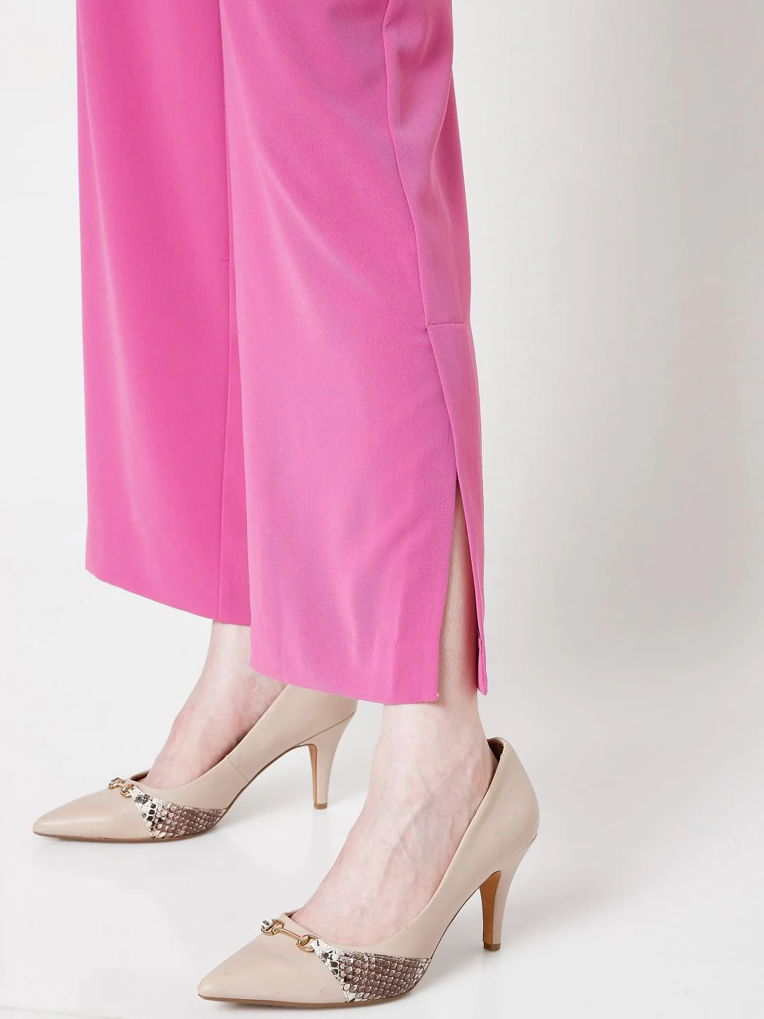 Pink High Rise Wide Leg Co-Ord Set Pants - Image 7