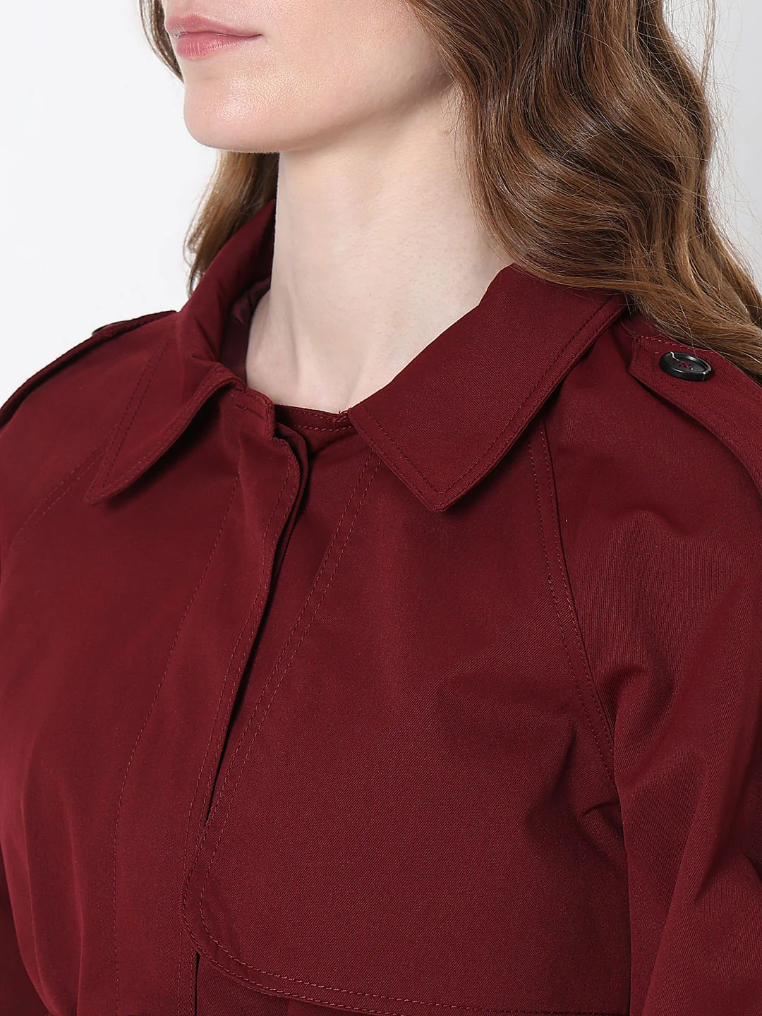 Burgundy Long Trench Coat - Image 8