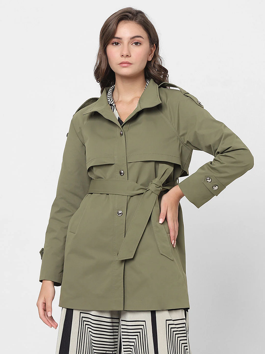 Green Belted Trench Coat - Image 2