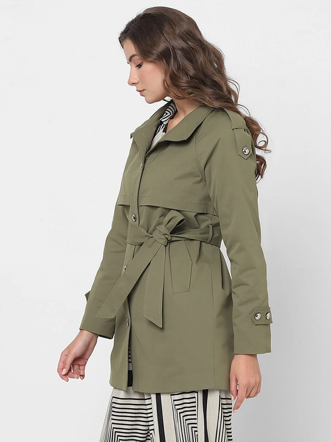 Green Belted Trench Coat - Image 3
