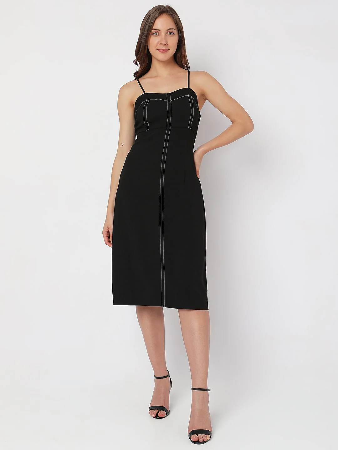 Black Midi Bodycon Dress - Image 2