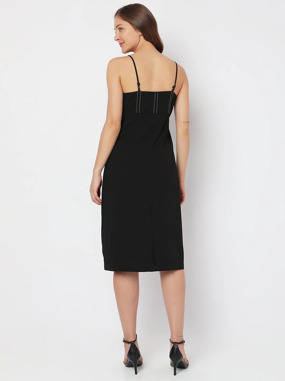 Black Midi Bodycon Dress - Image 4