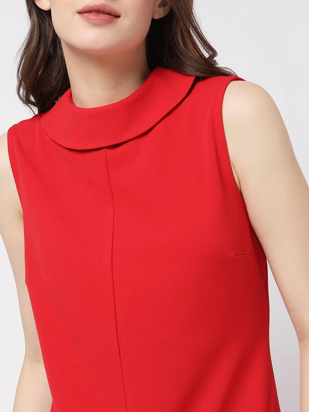 Red High Neck Shift Dress - Image 6
