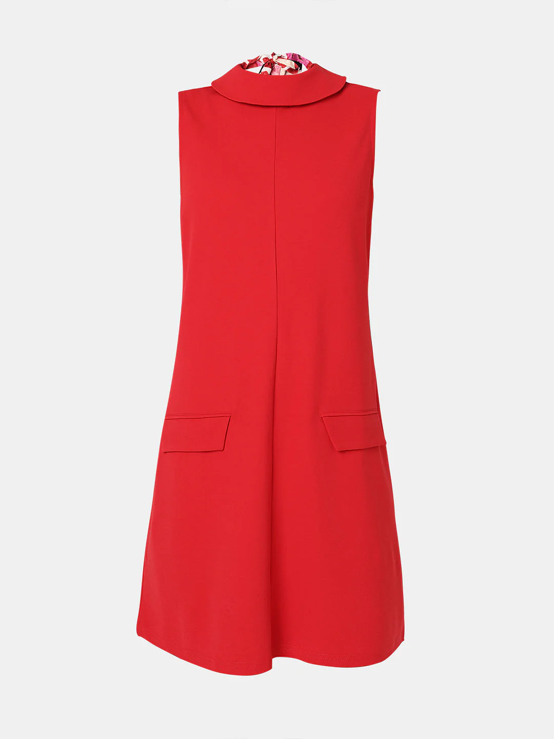 Red High Neck Shift Dress - Image 7