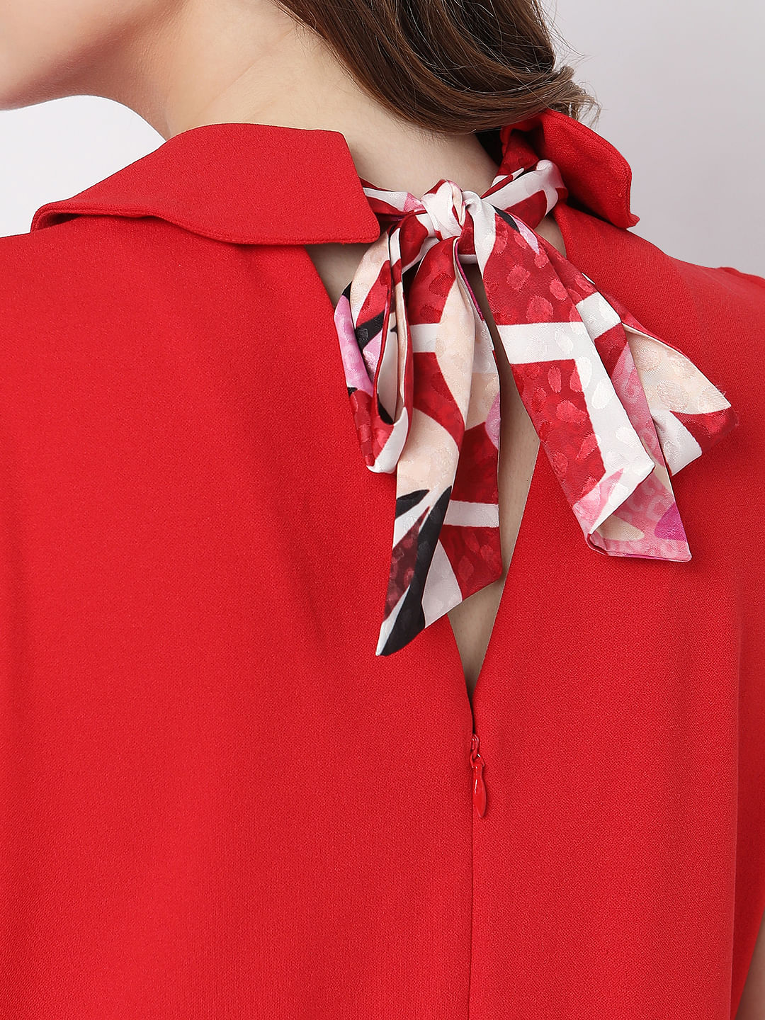 Red High Neck Shift Dress - Image 9