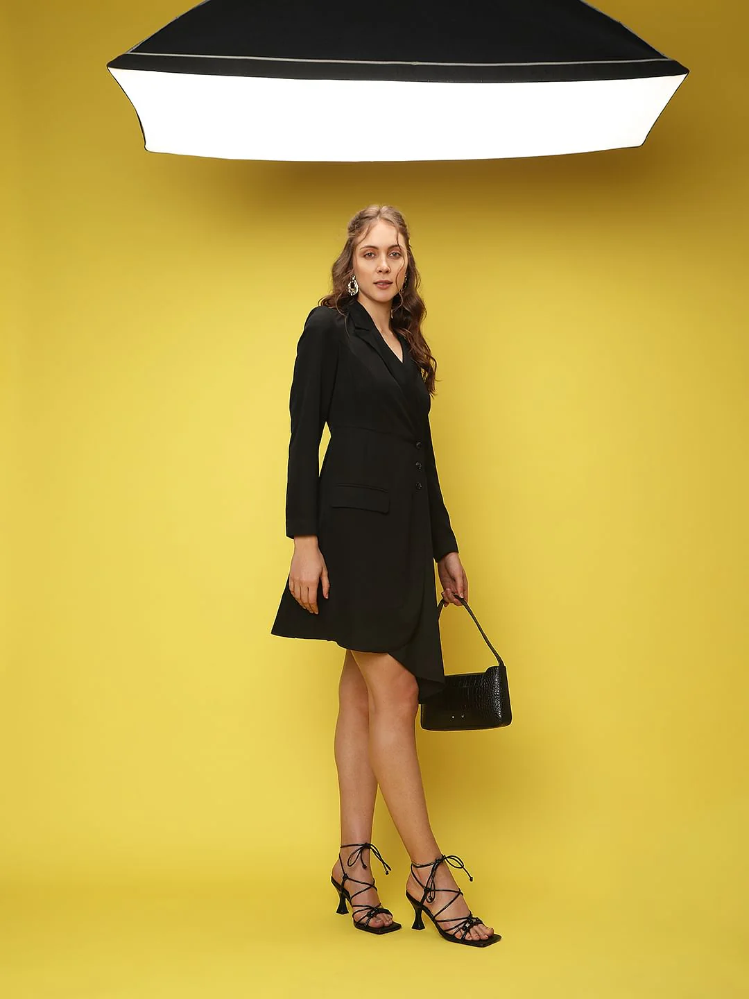 Black High-Low Blazer Dress