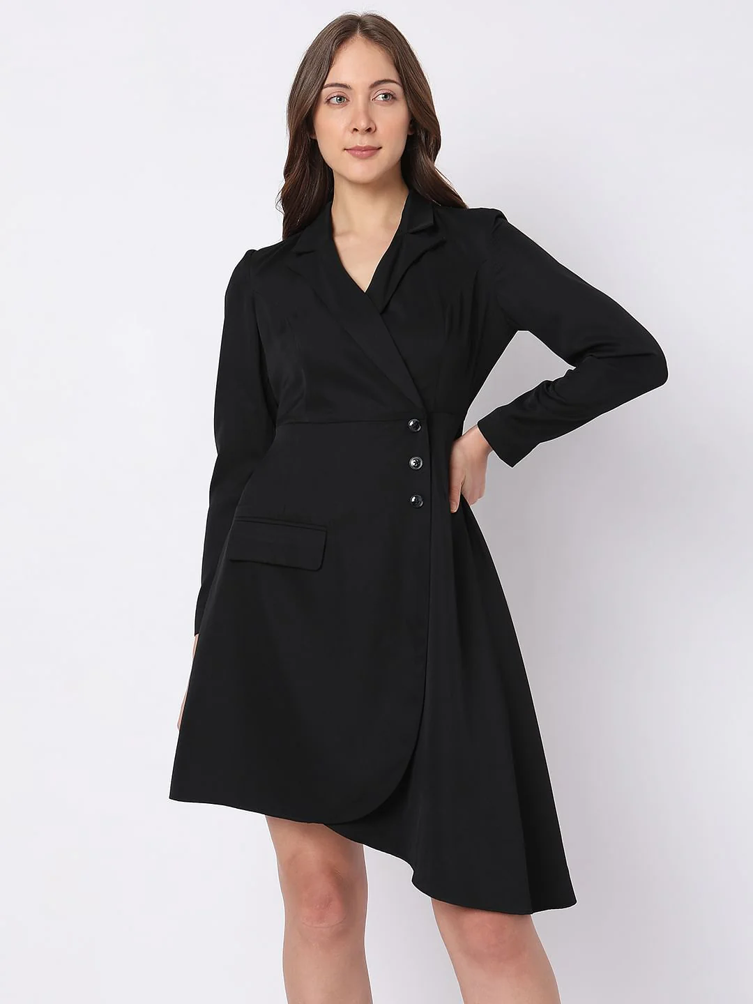 Black High-Low Blazer Dress - Image 2